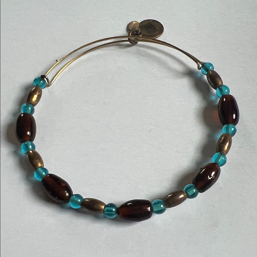Alex and Ani Vintage Beaded Bracelet with Turquoise and Brown Accents